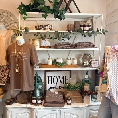 Faith-inspired shelf inside the store
